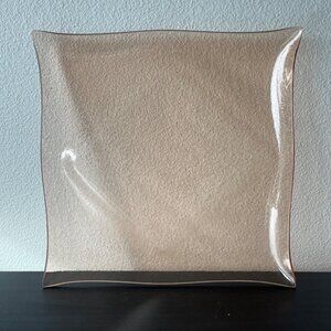 MCM Pink Bent Glass Serving Tray Vintage 1960s